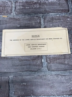 RARE LIONEL POSTWAR SERVICE STATION SERVICE DEPARTMENT Original Notice Scarce - Image 1 of 4
