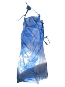 Mesh Women’s Blue Scoop Neck Pool Swim Beach Cover Up Popover Midi Dress 2X - Picture 1 of 6