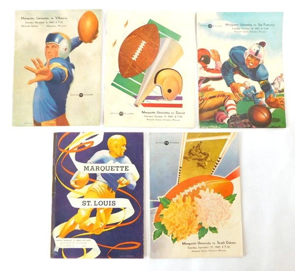 Lot of (5) Different 1947 & 1948 Maraquette University College Football Programs - Image 1 of 1