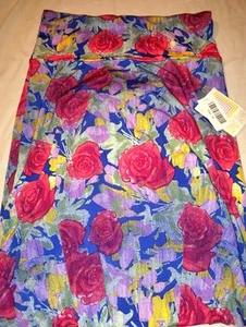 LuLaRoe Maxi Long Skirt NWT Size M Medium NEW Base Blue with Roses Flowers - Picture 1 of 4