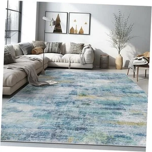 5x7 Washable Area Rug - Modern Abstract Soft Thin Non-Slip Indoor Floor Carpet - Picture 1 of 7