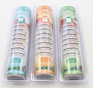 Madeira Machine Embroidery Stabilizer Trio Sampler Combo Tear Cut and Wash Away