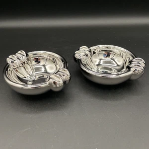 Aschenbecher Silber Glas - 2 geflügelt - 4 Zigarettenfächer - passendes 2er Set - Bild 1 von 5