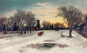 10103.Decor Poster.Room wall Interior art design.Merry Christmas Winter scene - Picture 1 of 1