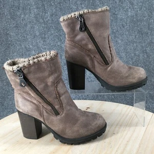 Mossimo Supply Co Boots Womens 8.5 Emily Zip Ankle Bootie Brown Fabric Heels - Picture 1 of 17