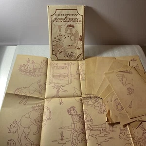 Western design transfer cowboys horses dancers vintage Artex paint 8 sheets - Imagen 1 de 10