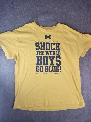 Michigan Wolverines Basketball XL SHOCK THE WORLD BOYS Go Blue Shirt Distressed - Image 1 of 4