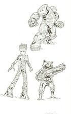 Groot Rocket Iron Man Original Art Steve Kurth MARVEL INFINITY WAR DESTINY JAM