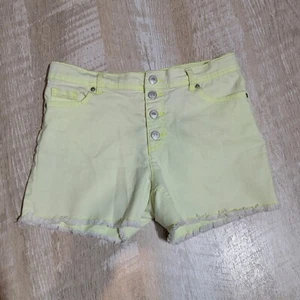 Girls Size 18 Jordache Cut Off Jeans Shorts Faded Fluorescent Yellow 29" Waist - Picture 1 of 9