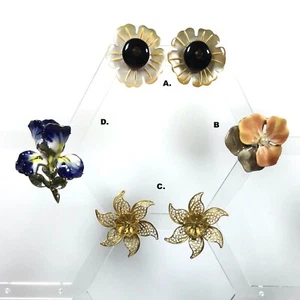 Lote de Colección Floral Joyería Pendientes de Filigrana Yosca Pin Filigrana Iris de Porcelana - Imagen 1 de 10