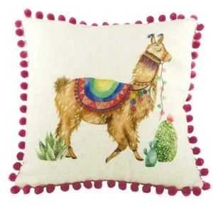 Evans Lichfield Pom Pom Llama Cushion Cover 17x17" - Picture 1 of 1