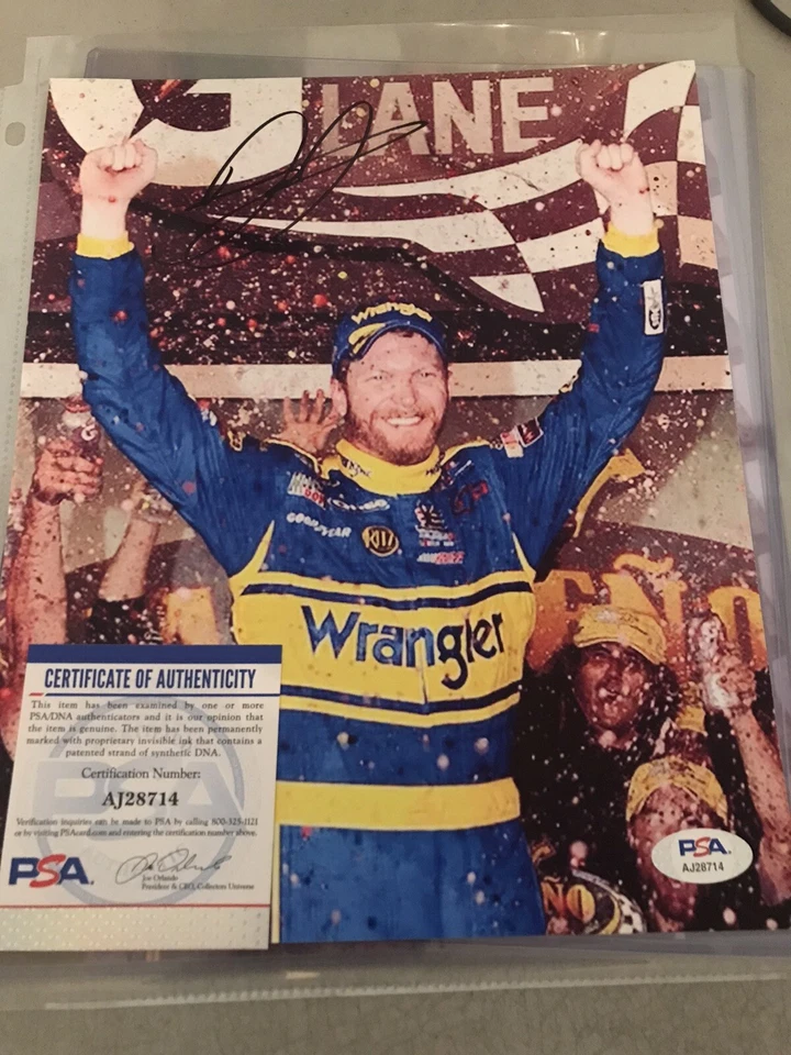 DALE EARNHARDT JR SIGNED AUTOGRAPHED 8x10 PHOTO CARS NASCAR PSA. - Image 1 of 1