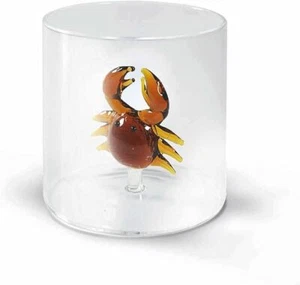 WD Lifestyle Bicchiere in vetro borosilicato. Capacità 250 ml. Decoro granchio. - Foto 1 di 2