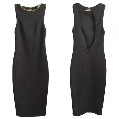 Marciano Black Midi Sheath Dress size XS Sleeveless Cut out Back Chair trim CG - Image 1 of 4