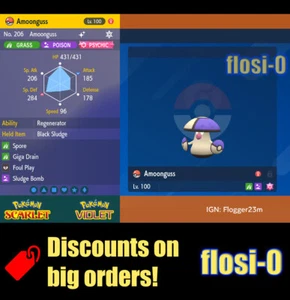 6IV Shiny Amoonguss Pokemon Scarlet and Violet - Picture 1 of 1