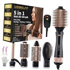 Hot Air Hair Dryer Brush - 5-in-1 Set for One-Step Blow Drying, Black-golden