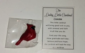 Figura "The Lucky Little Cardinal Charm" Ficha Pájaro Rojo con Tarjeta de Poema - Imagen 1 de 3