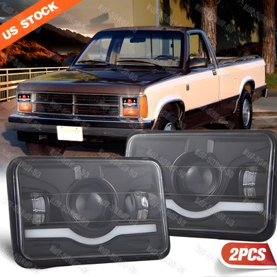 2x for Dodge Dakota Pickup 1987-1990  LED Headlight with DRL Hi/Lo 4X6" Beam - Image 1 of 4