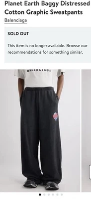 Balenciaga Planet Earth Baggy Distressed 棉图案运动裤 - 中号 - 全新带标签 — 第 1/4 张图片
