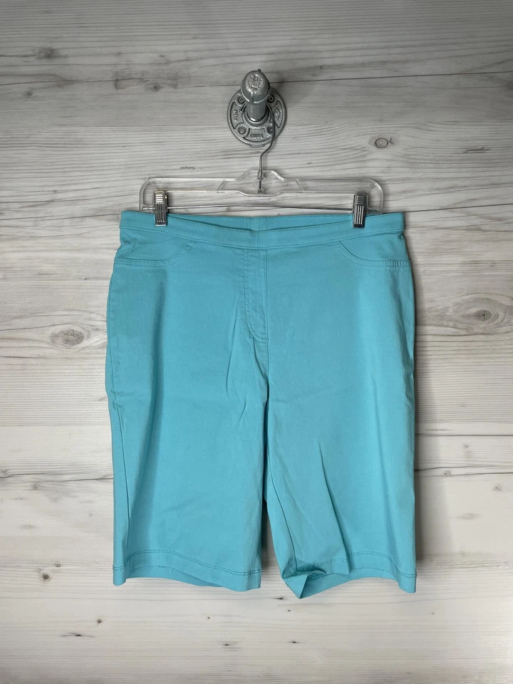 Pantalones Cortos Laura Scott Para Mujer Grandes Turquesa Bermudas Pull-On Bolsillos Elásticos Foto 1 de 4