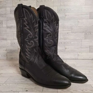 Herren Dan Post Milwaukee Western Schwarz Leder Rodeo Cowboy Stiefel Größe 9 D - Bild 1 von 9