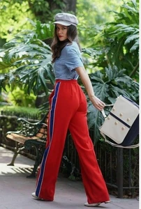 Zara rote Hose mit blauen Seitenstreifen Gr. M - Bild 1 von 6