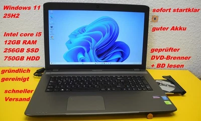 Windows 11 25H2 Medion Akoya P7631 17,3 Zoll Laptop INTEL i5  12GB RAM Blue Ray - Bild 1 von 4