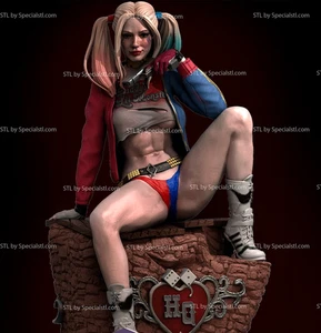 ¡Hermosa postura sentada Harely Quinn V2! Impreso en 3D 16k! ¡Pintado o sin pintar! - Imagen 1 de 11