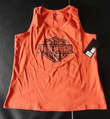 Harley Davidson Cycles Women Sleeveless top Orange Plus 2W NWT - Imagem 1 de 4