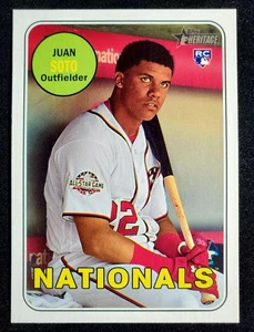 2018 Topps Heritage Juan Soto Rookie Card RC #502 Nationals MLB NY Mets - Picture 1 of 2