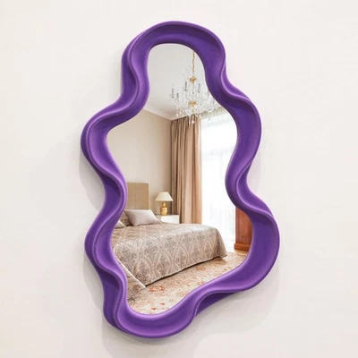 Espelho espelhado ondulado roxo para decoração de quarto feminino, nuvem assimétrica-sh... - Imagem 1 de 4