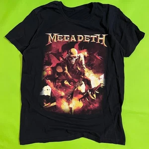 Large Megadeth T Shirt Graphic Band Tee Skull Jets Black Metal Menswear - Picture 1 of 4