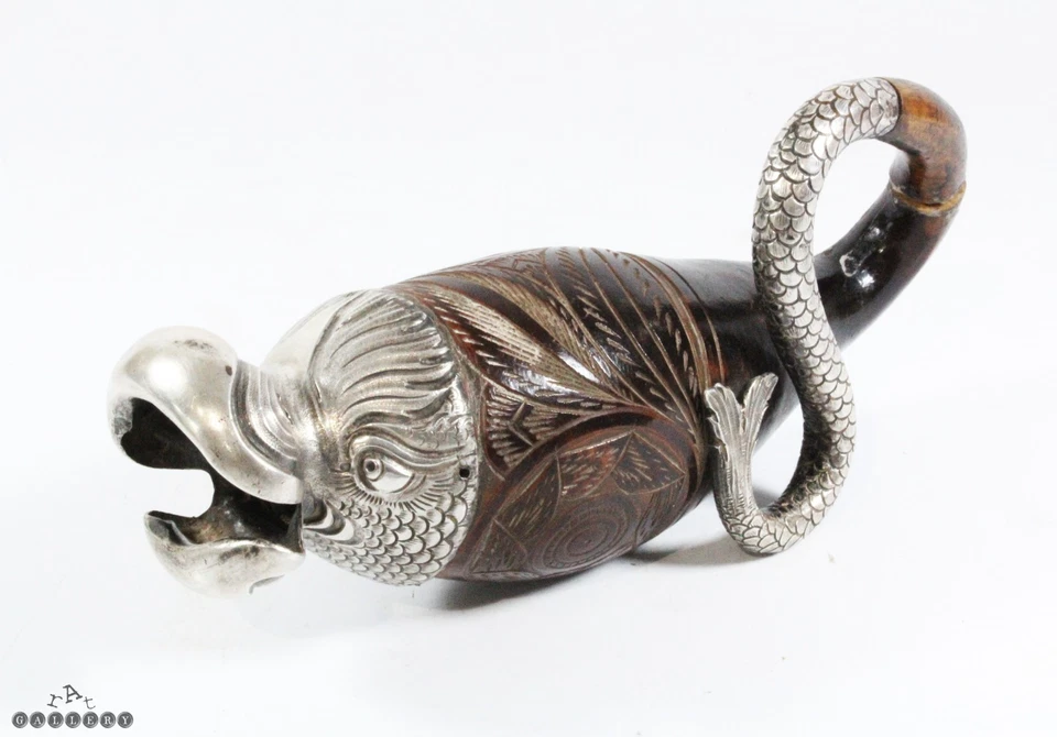 18th Century Spanish Colonial Silver Mounted & Carved Fish Form Flask - image 1 of 4
