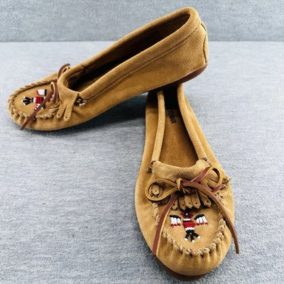 MINNETONKA - Mocasines clásicos de cuero Thunderbird con cuentas tostadas para mujer talla 11 Foto 1 de 4