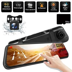 1080P Dual Lens Auto Car DVR Rearview Mirror Camera Video Recorder HD Dash Cam - Imagen 1 de 16
