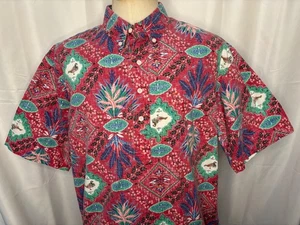 Reyn Spooner Mele Kalikimaka RARE 1990 Hawaiian Christmas Lt Issue Shirt RED XXL - Picture 1 of 8