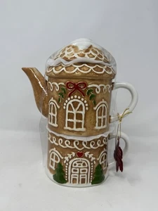 Tetera casa pan de jengibre diseño global té para unas vacaciones de Navidad muy buen estado rara - Imagen 1 de 14