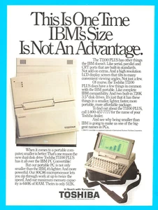 1986 Toshiba portable computer vintage print ad PC electronics ephemera - Picture 1 of 3