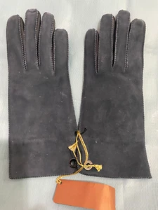 Loro Piana Jacqueline Suede and Leather Gloves Blue NWT - Picture 1 of 4