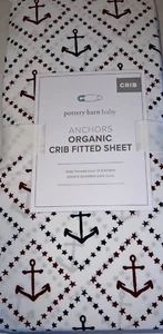 Pottery Barn Baby Anchors Organic Crib Fitted Sheet NEW - Picture 1 of 2