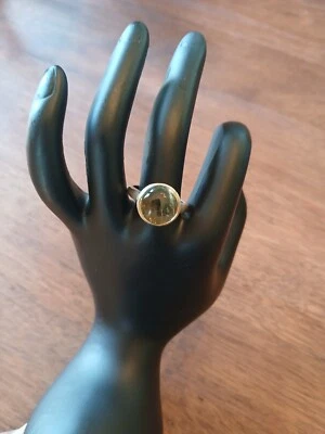 Anillo de plata de ley 925 con piedra lunar amarilla - talla 9 Foto 1 de 3