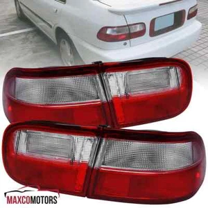 Red/Clear Tail Lights Fits 92-95 Honda Civic 2Dr 4Dr Brake Lamps Left+Right Pair - Picture 1 of 7