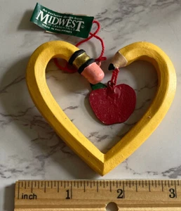 Midwest Of Cannon Falls Heart Pencil Apple Ornament  O-14 - Picture 1 of 7