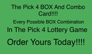 Lottery System Pick 4 "BOX"and"Combo" Card, Every  Possible BOX Combination