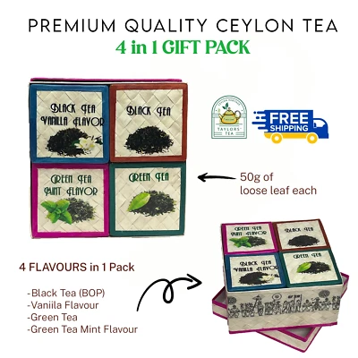 Té Negro y Verde Puro Ceilán 4 Variedades Regalo Surtido Pack Calidad Premium Foto 1 de 4