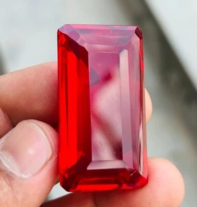 120.50 Ct Natural Blood Red Ruby Certified BIG SIZE Emerald Cut Flawless Gems - Picture 1 of 15