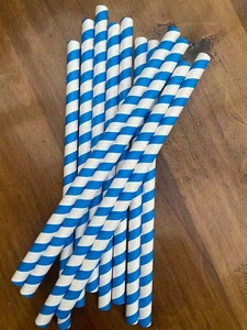 RETRO BLAU & WEISSE STREIFEN 20 CM BIOLOGISCH ABBAUBARE PAPIERSTROHHALME PACKUNG O 1000   - Bild 1 von 3