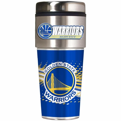 NBA Golden State Warriors Steel Travel Tumbler Coffee Mug w/Metallic Graphic Cover