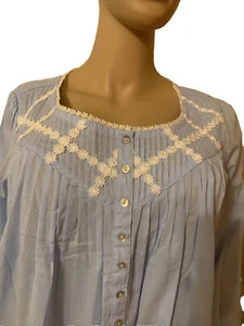 Eileen west nightgown Xlarge Woven Cotton Lawn Blue - Picture 1 of 4