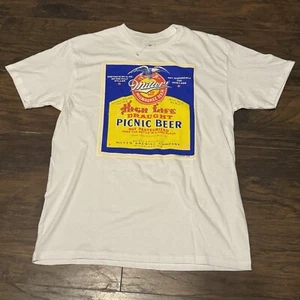 Miller High Life Draught Picnic Beer Graphic Adult Party Drink Tee Shirt Sz M - Picture 1 of 8